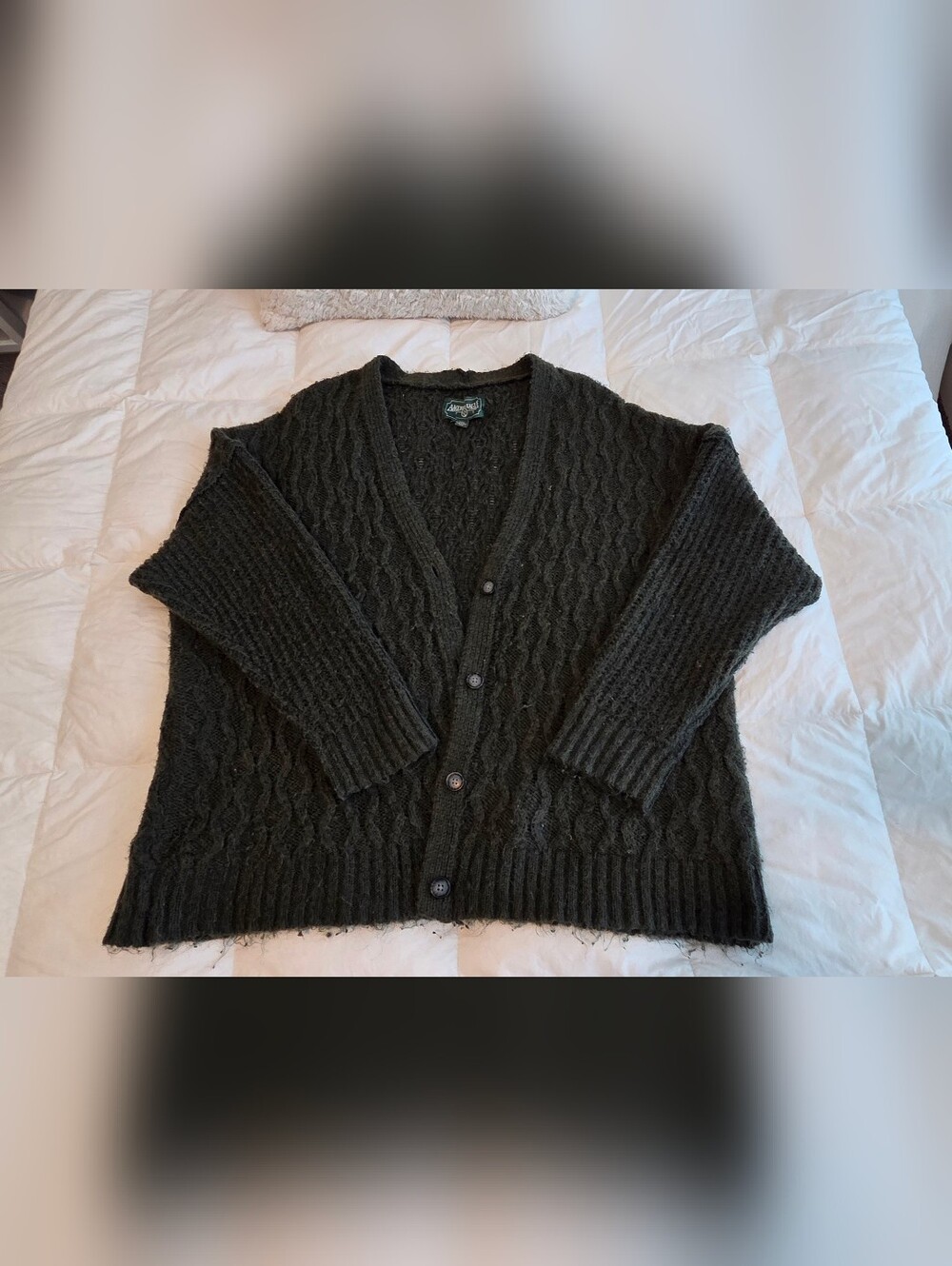 American Eagle Dark Olive Cable Knit Oversized Cardigan